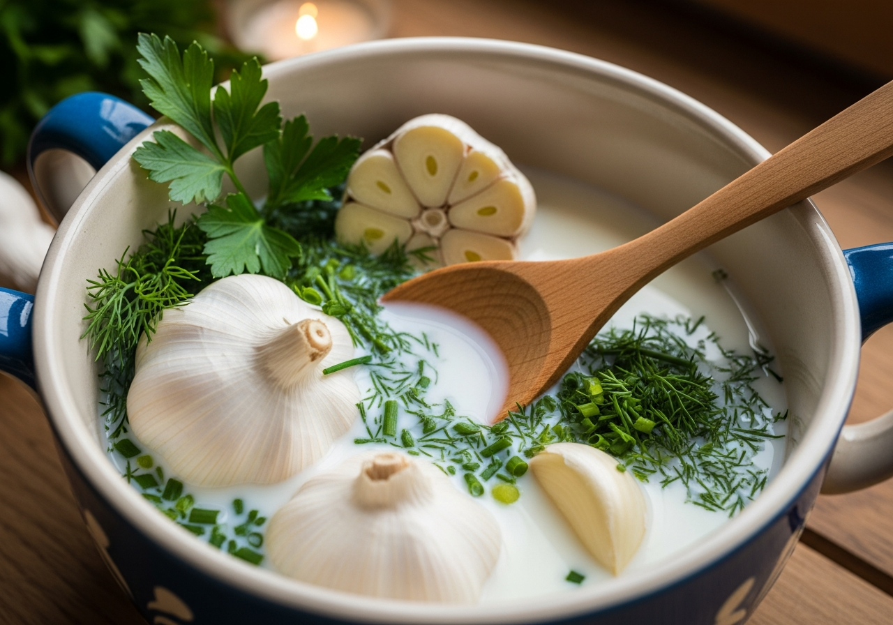 Knoblauch in Milch - traditionelles deutsches Rezept